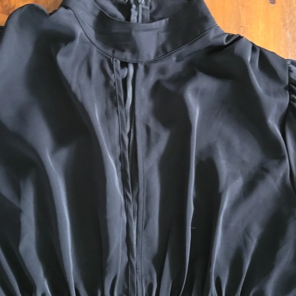 Black Mockneck Long Sleeve Cut Out Fit And Flare Dress XL - Picture 10 of 11